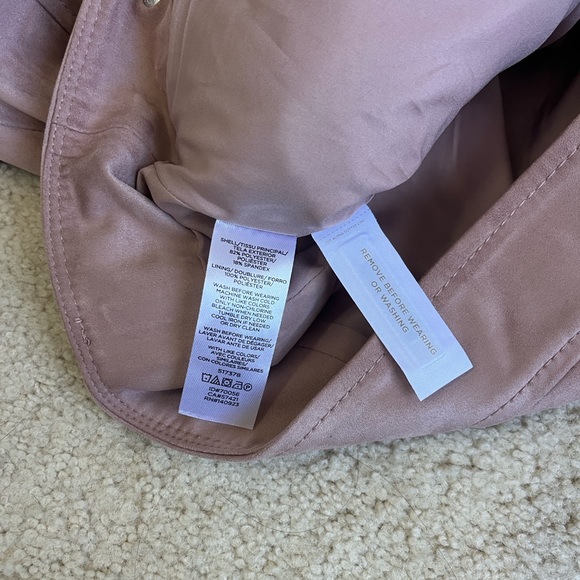 NWT!! LOFT Women's Faux Suede Dusty Pink Moto Jacket - Picture 4 of 5